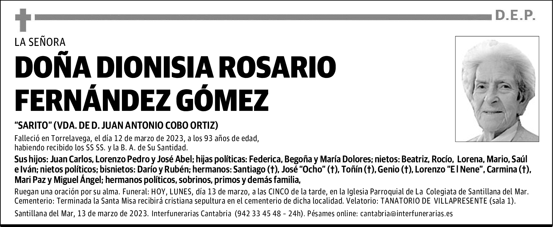 DOÑA DIONISIA ROSARIO FERNÁNDEZ GÓMEZ