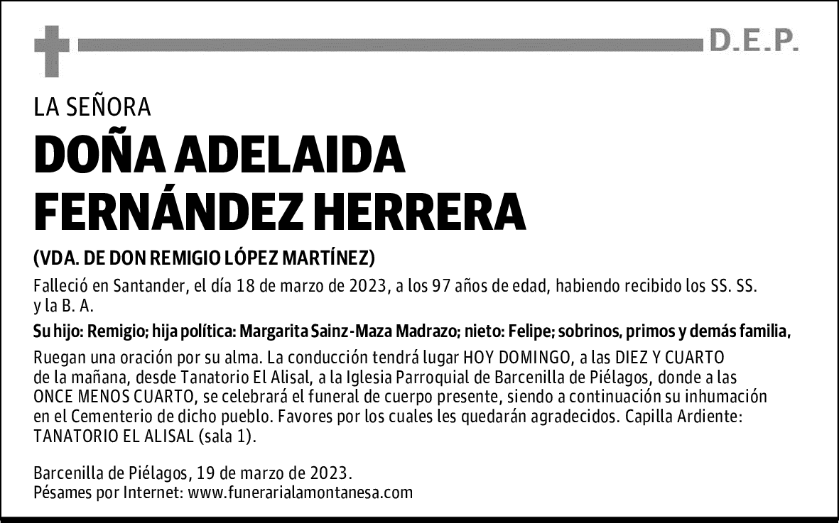 DOÑA ADELAIDA FERNÁNDEZ HERRERA