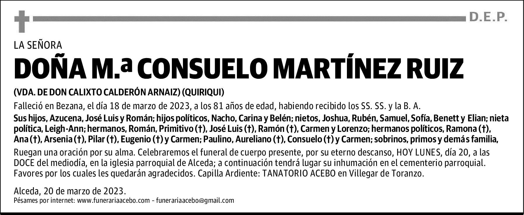 DOÑA M.ª CONSUELO MARTÍNEZ RUIZ
