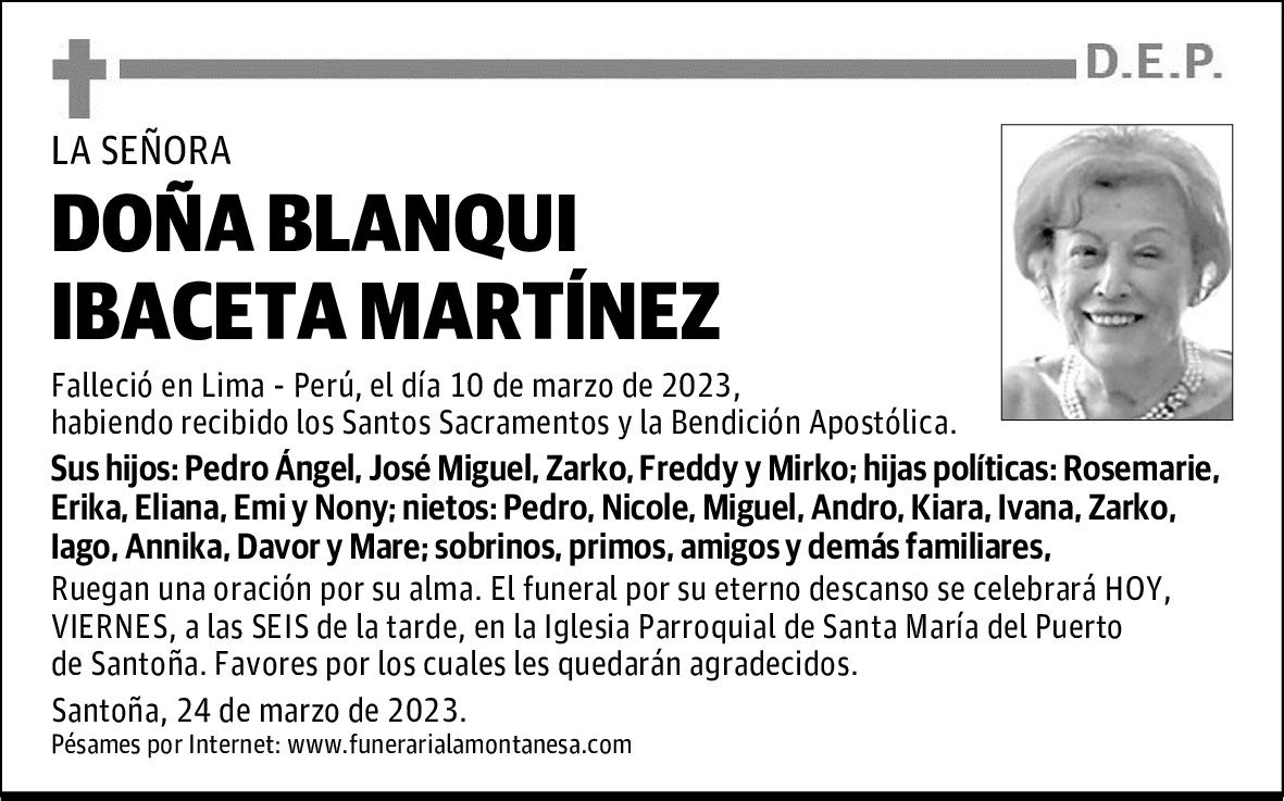 DOÑA BLANQUI IBACETA MARTÍNEZ