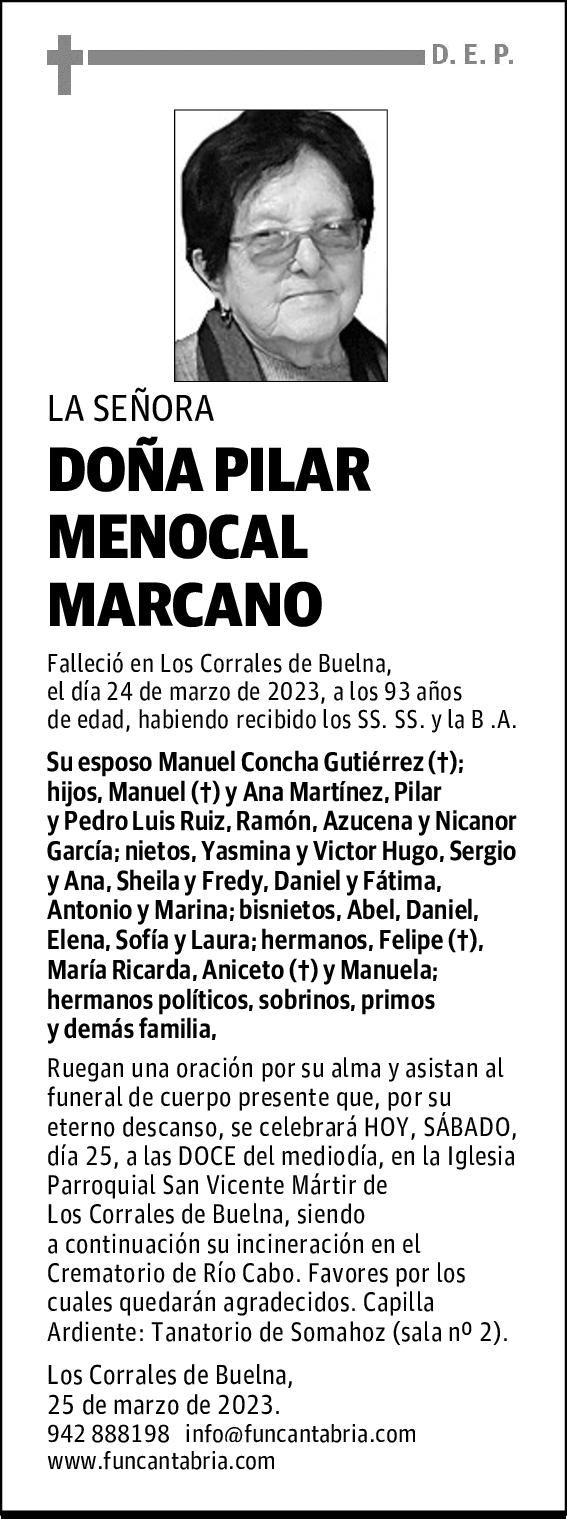 DOÑA PILAR MENOCAL MARCANO
