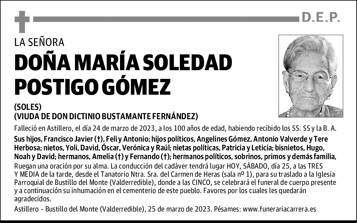 DOÑA MARÍA SOLEDAD POSTIGO GÓMEZ
