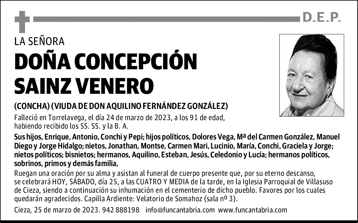 DOÑA CONCEPCIÓN SAINZ VENERO