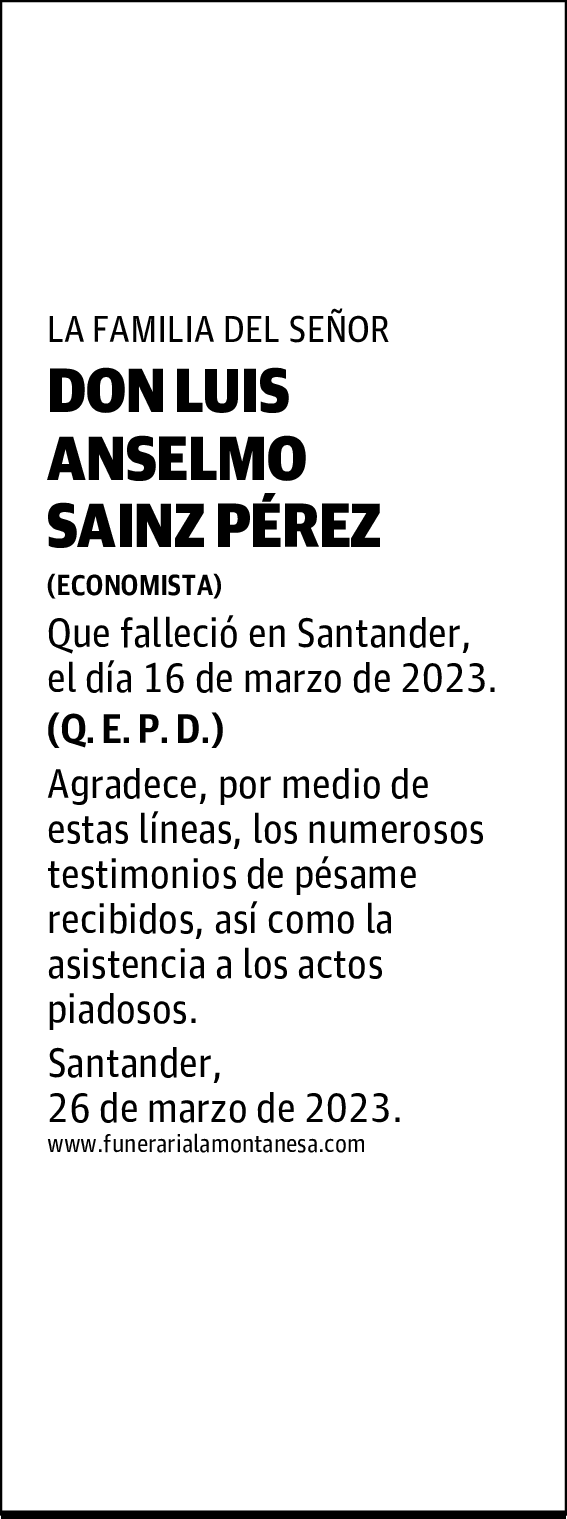 DON LUIS ANSELMO SAINZ PÉREZ