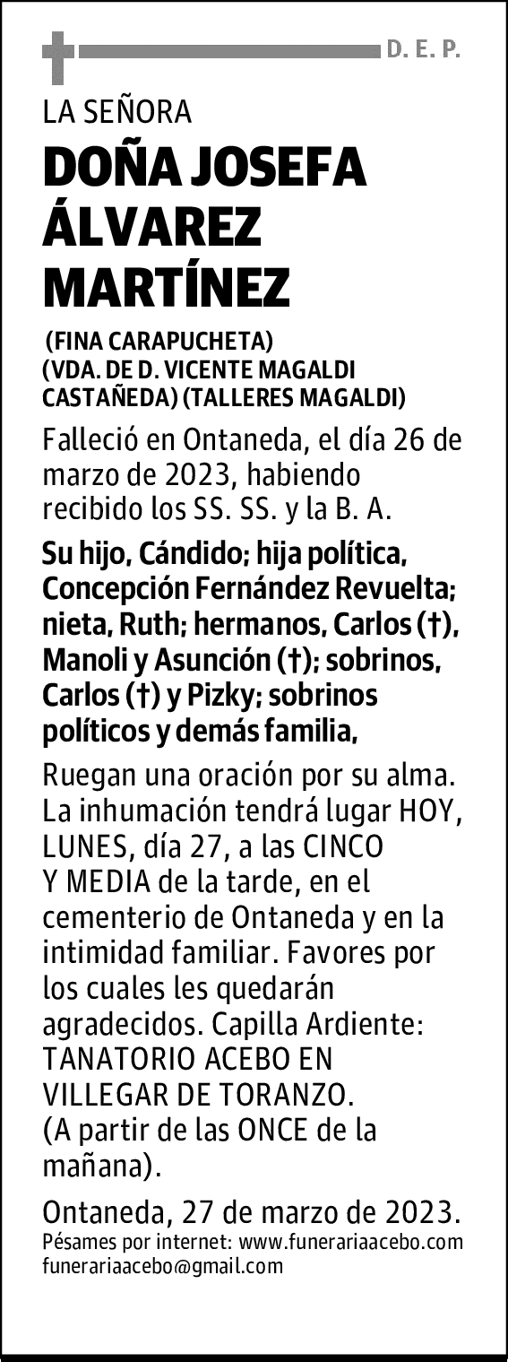 DOÑA JOSEFA ÁLVAREZ MARTÍNEZ