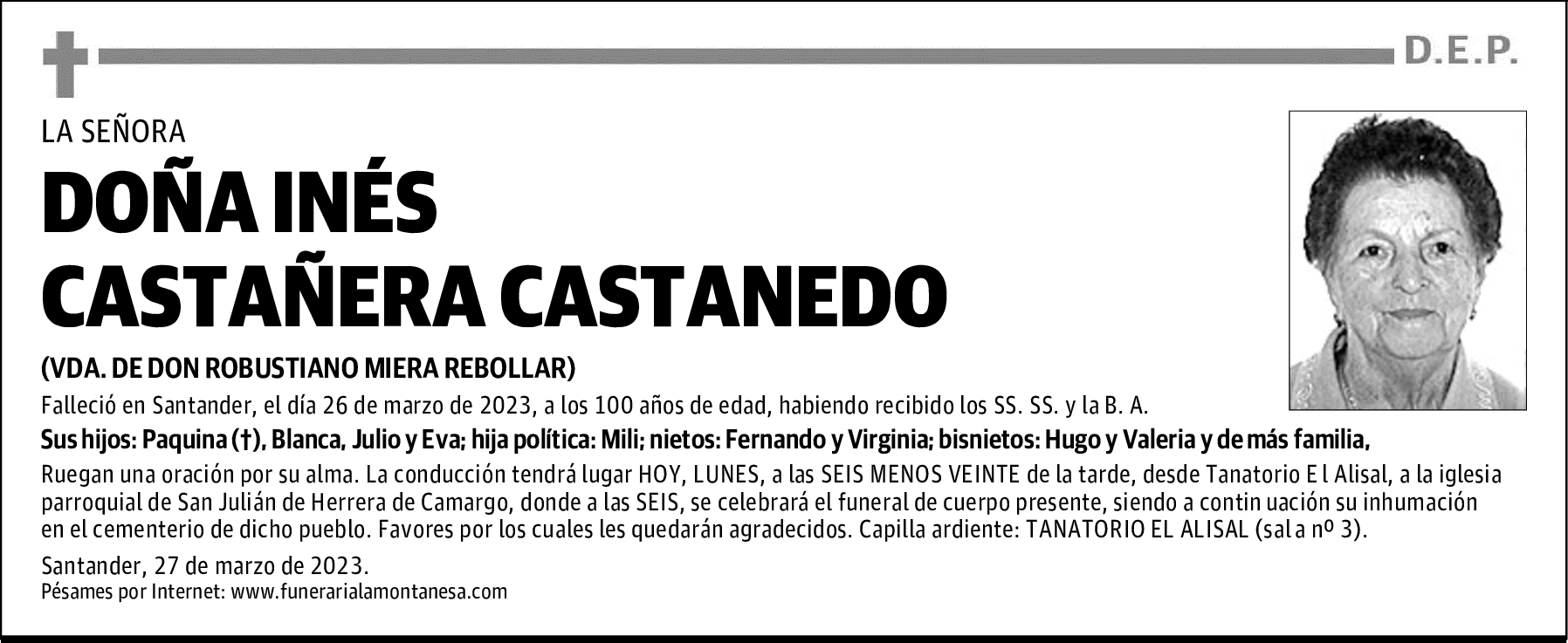 DOÑA INÉS CASTAÑERA CASTANEDO