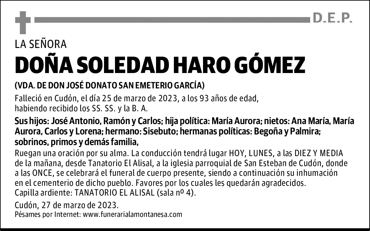DOÑA SOLEDAD HARO GÓMEZ