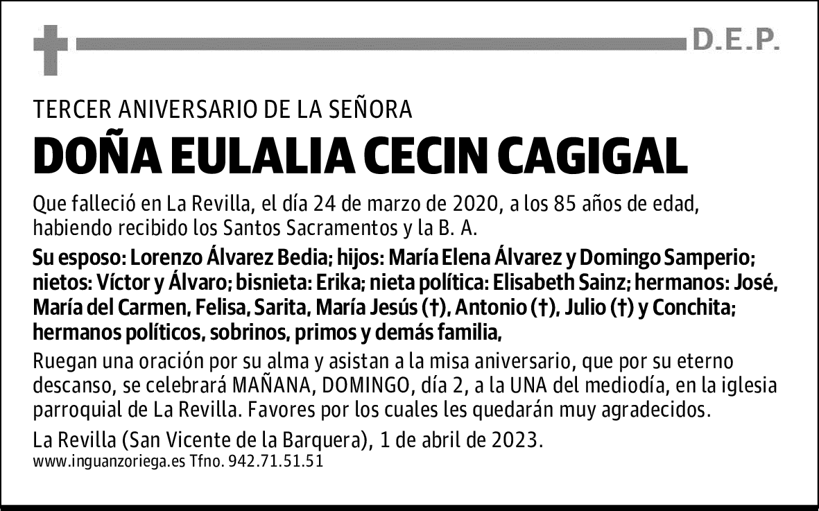 DOÑA EULALIA CECIN CAGIGAL
