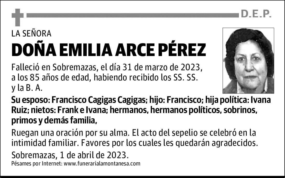 DOÑA EMILIA ARCE PÉREZ