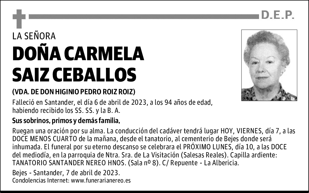 DOÑA CARMELA SAIZ CEBALLOS