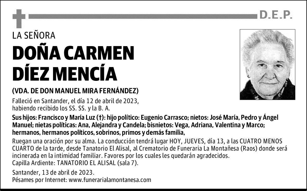DOÑA CARMEN DÍEZ MENCÍA