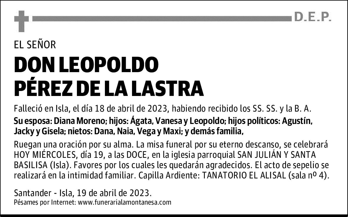 DON LEOPOLDO PÉREZ DE LA LASTRA