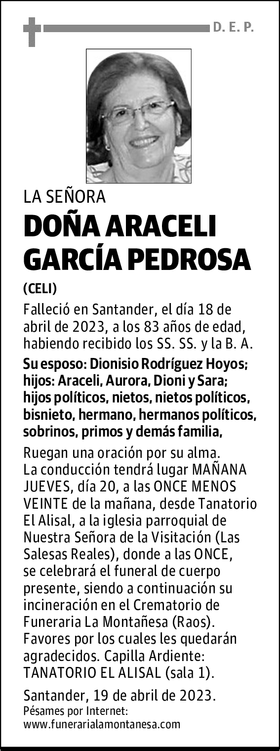 DOÑA ARACELI GARCÍA PEDROSA