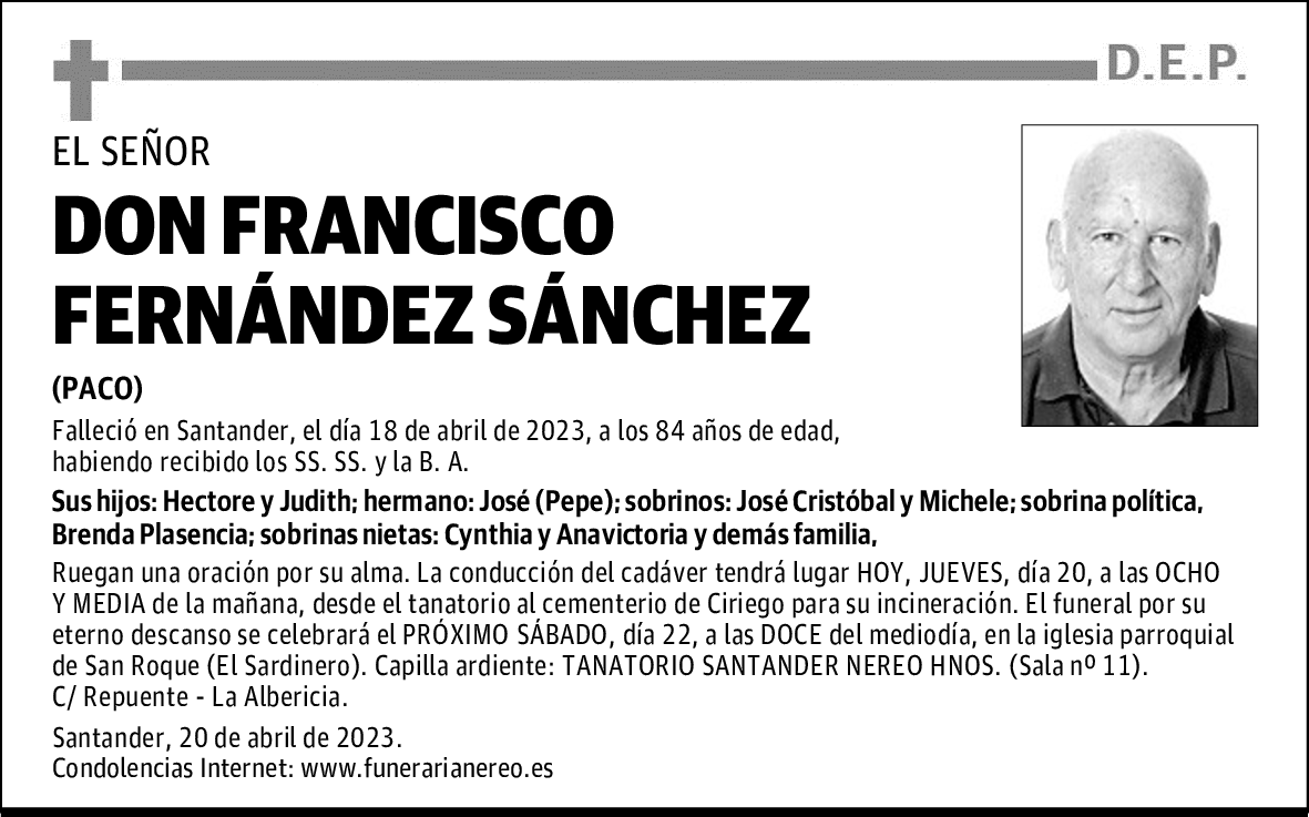 DON FRANCISCO FERNÁNDEZ SÁNCHEZ