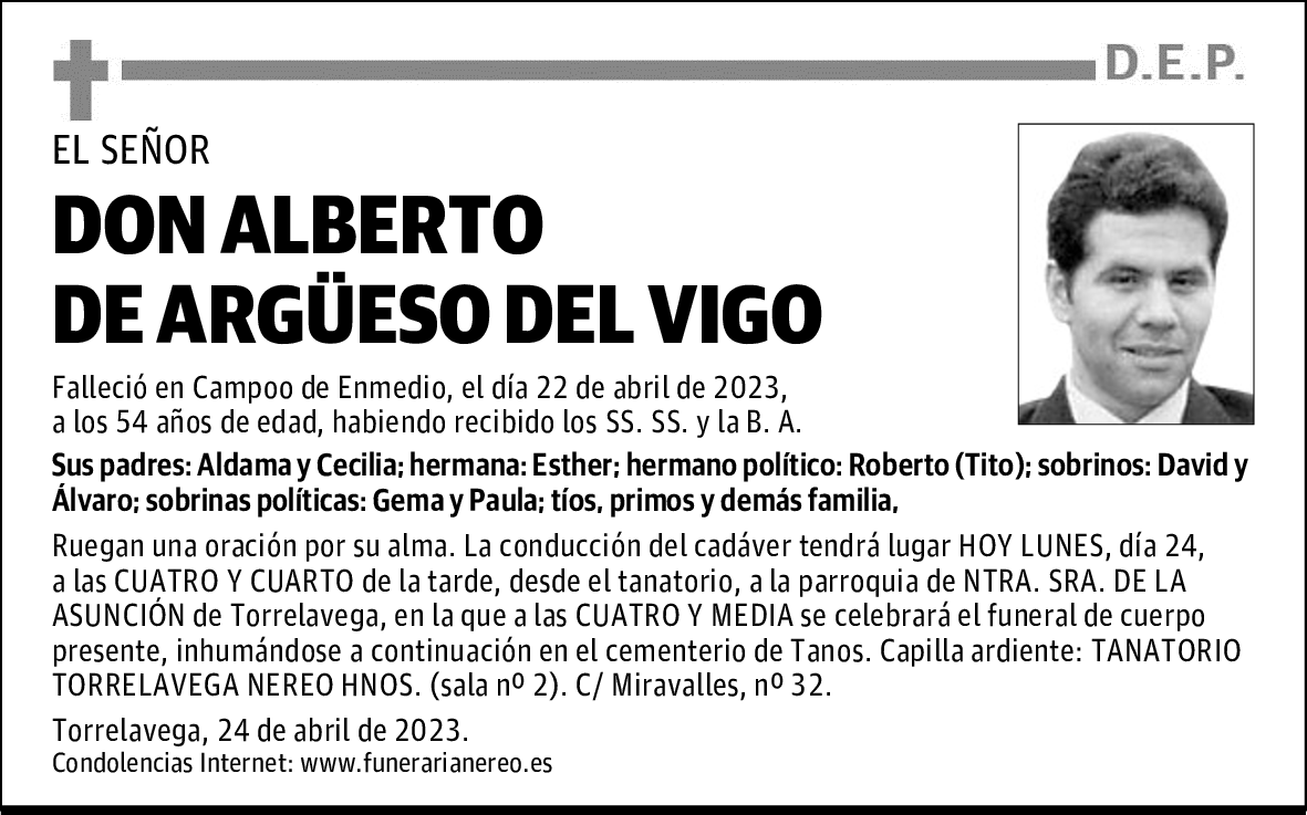 DON ALBERTO DE ARGÜESO DEL VIGO