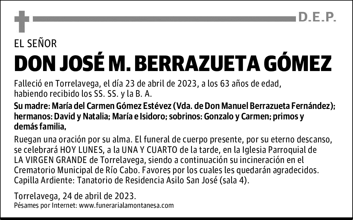 DON JOSÉ M. BERRAZUETA GÓMEZ