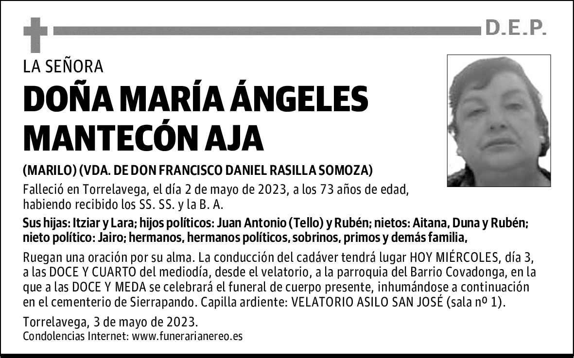 DOÑA MARÍA ÁNGELES MANTECÓN AJA