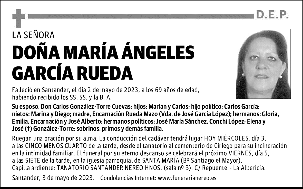 DOÑA MARÍA ÁNGELES GARCÍA RUEDA