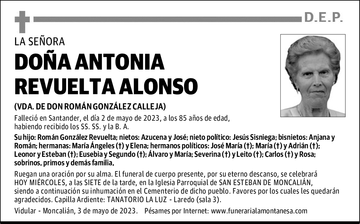 DOÑA ANTONIA REVUELTA ALONSO