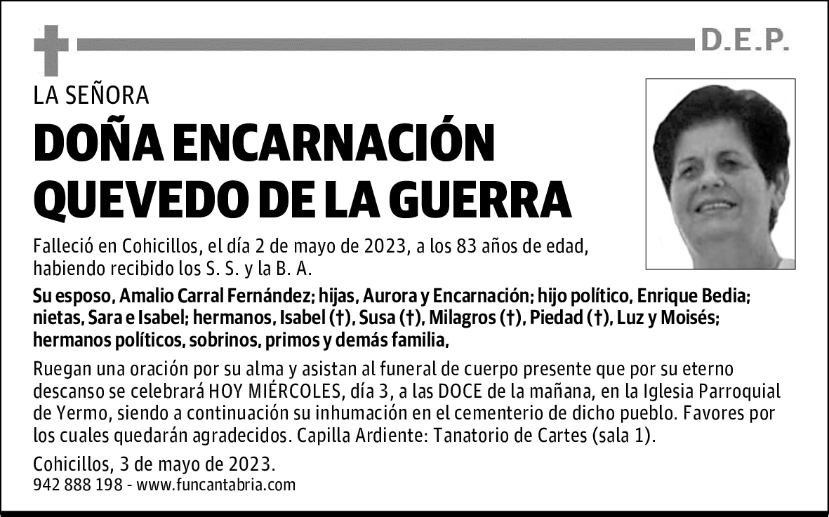 DOÑA ENCARNACIÓN QUEVEDO DE LA GUERRA