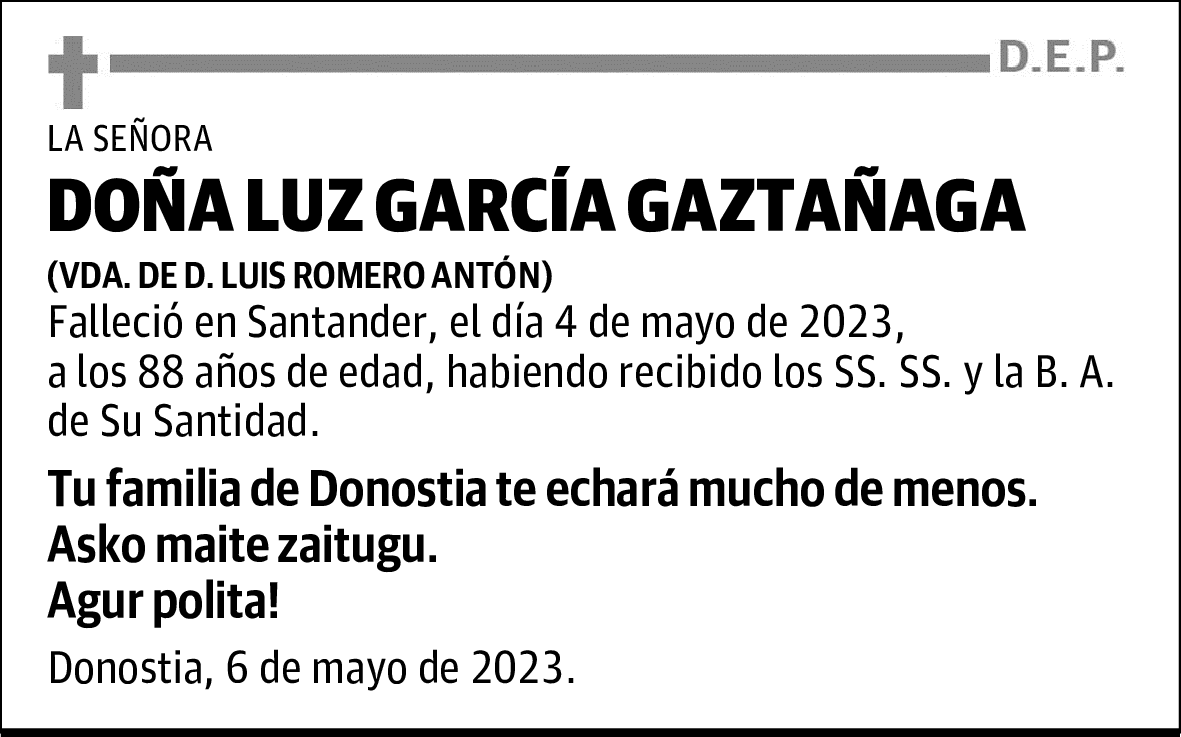 DOÑA LUZ GARCÍA GAZTAÑAGA