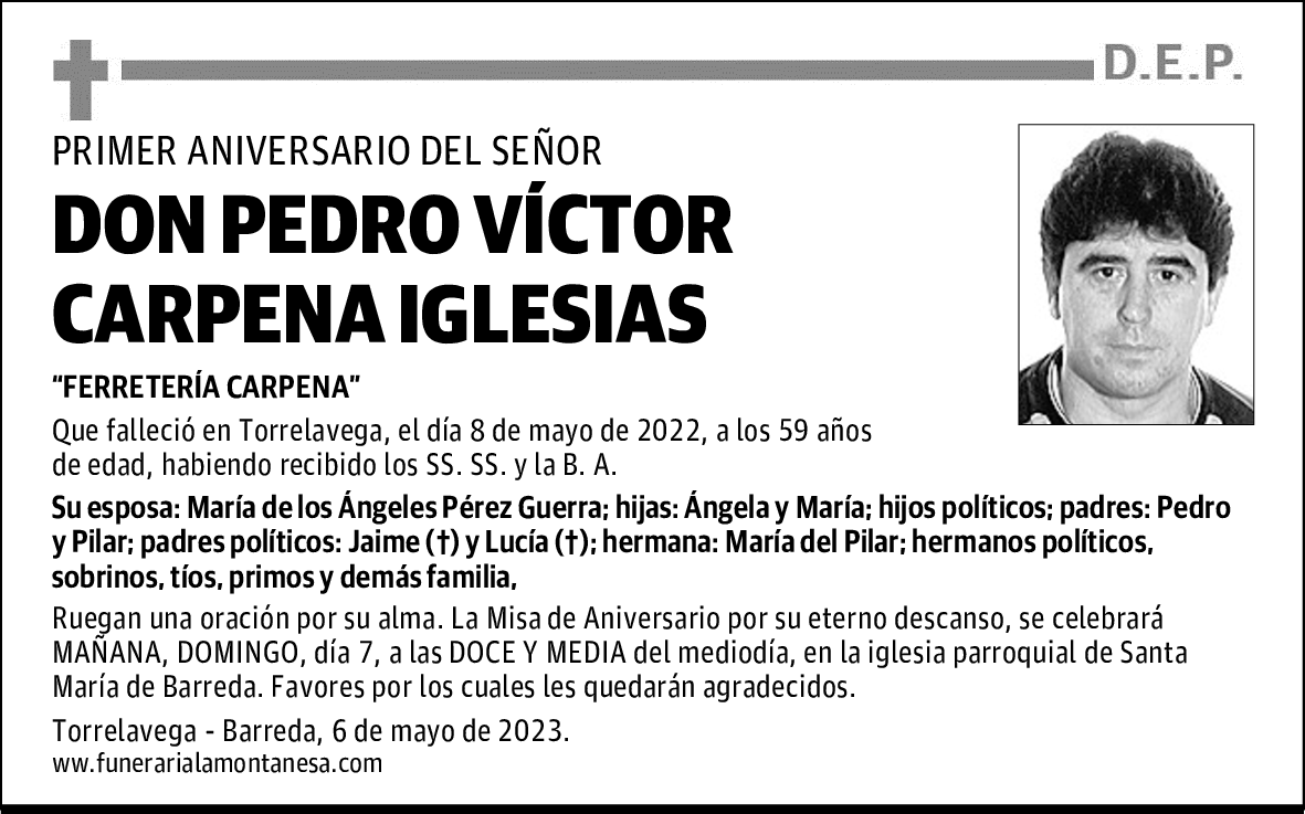 DON PEDRO VÍCTOR CARPENA IGLESIAS