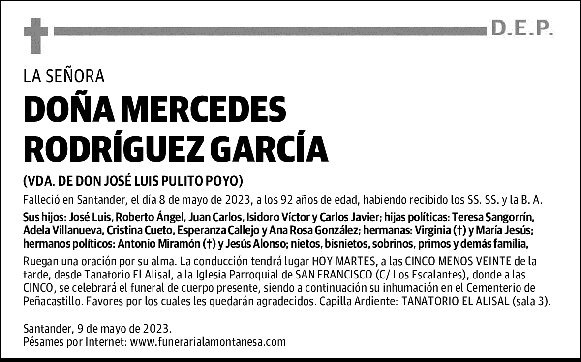 DOÑA MERCEDES RODRÍGUEZ GARCÍA