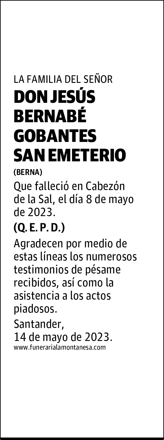 DON JESÚS BERNABÉ GOBANTES SAN EMETERIO