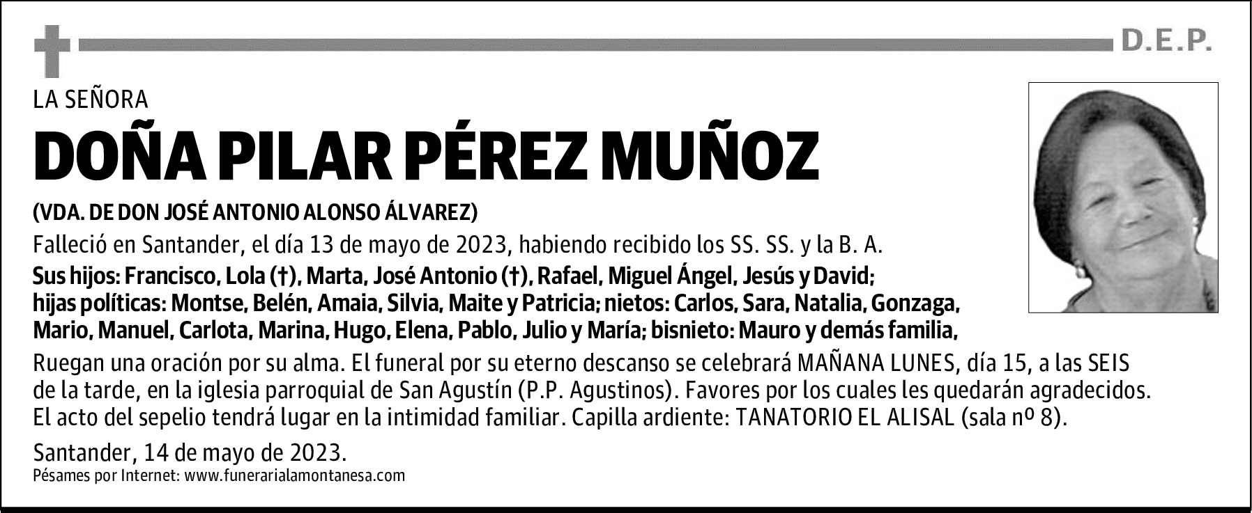 DOÑA PILAR PÉREZ MUÑOZ