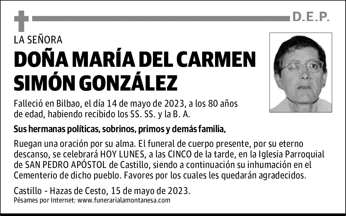 DOÑA MARÍA DEL CARMEN SIMÓN GONZÁLEZ