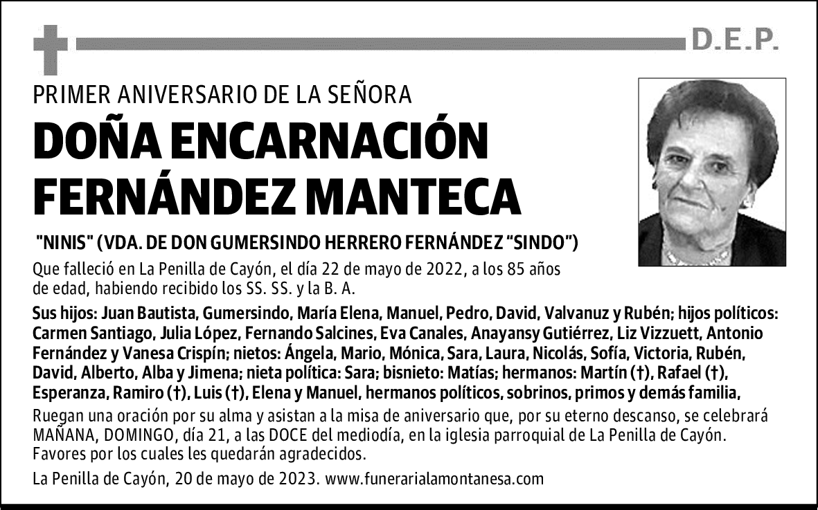 DOÑA ENCARNACIÓN FERNÁNDEZ MANTECA