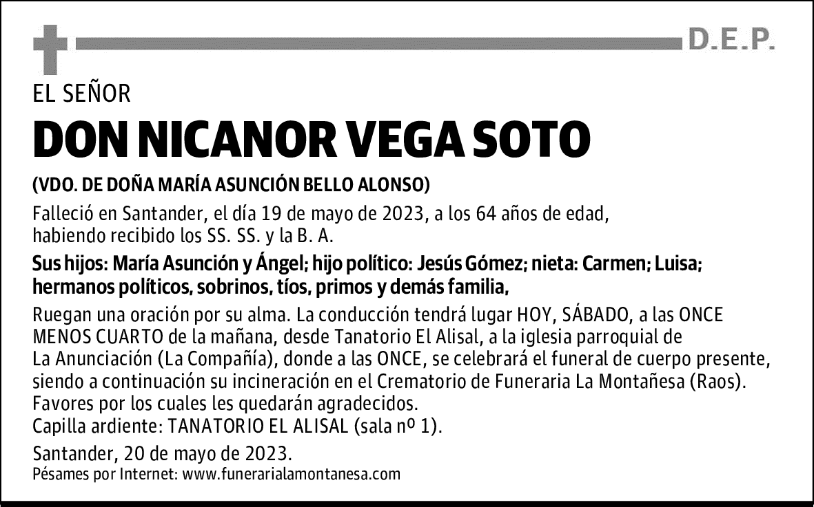 DON NICANOR VEGA SOTO