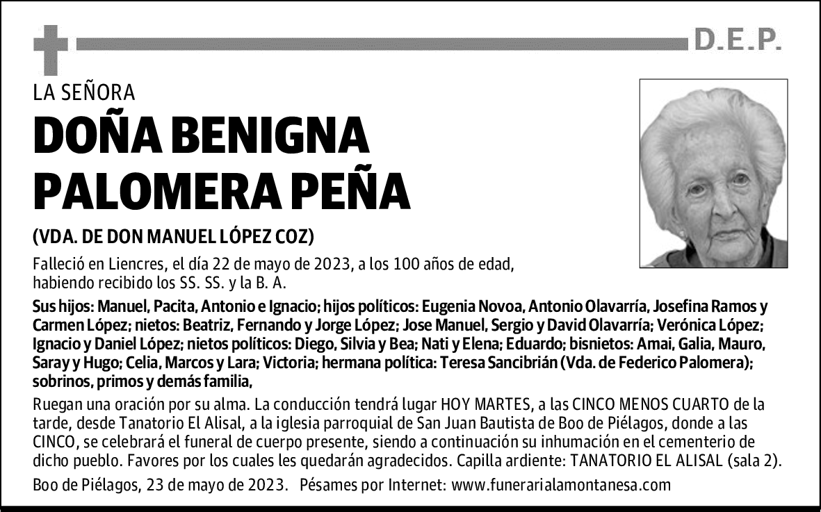 DOÑA BENIGNA PALOMERA PEÑA