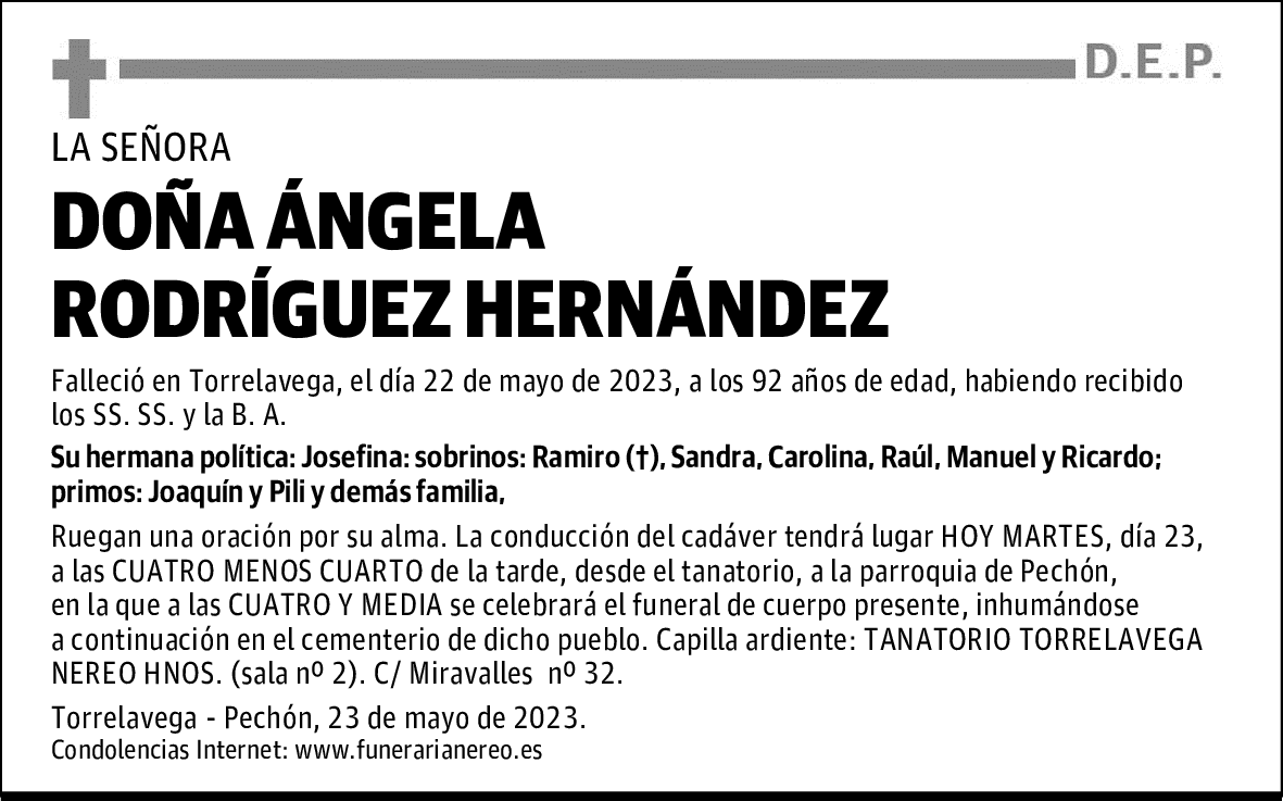 DOÑA ÁNGELA RODRÍGUEZ HERNÁNDEZ