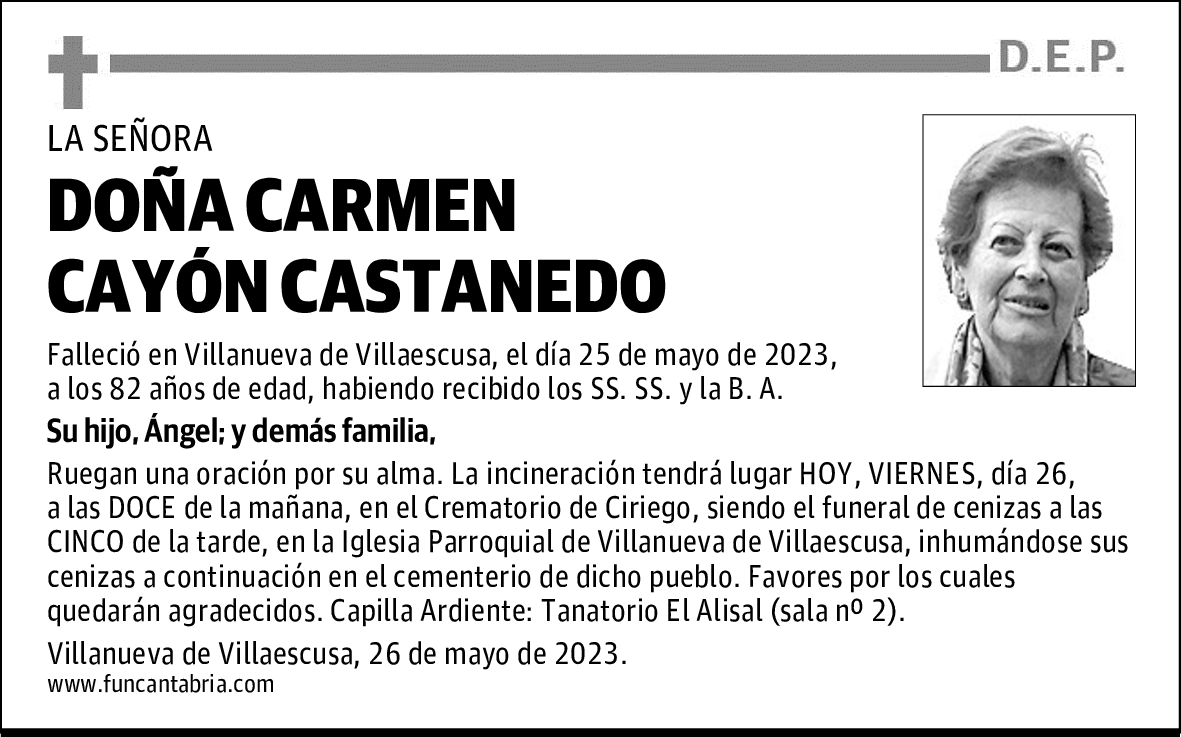 DOÑA CARMEN CAYÓN CASTANEDO
