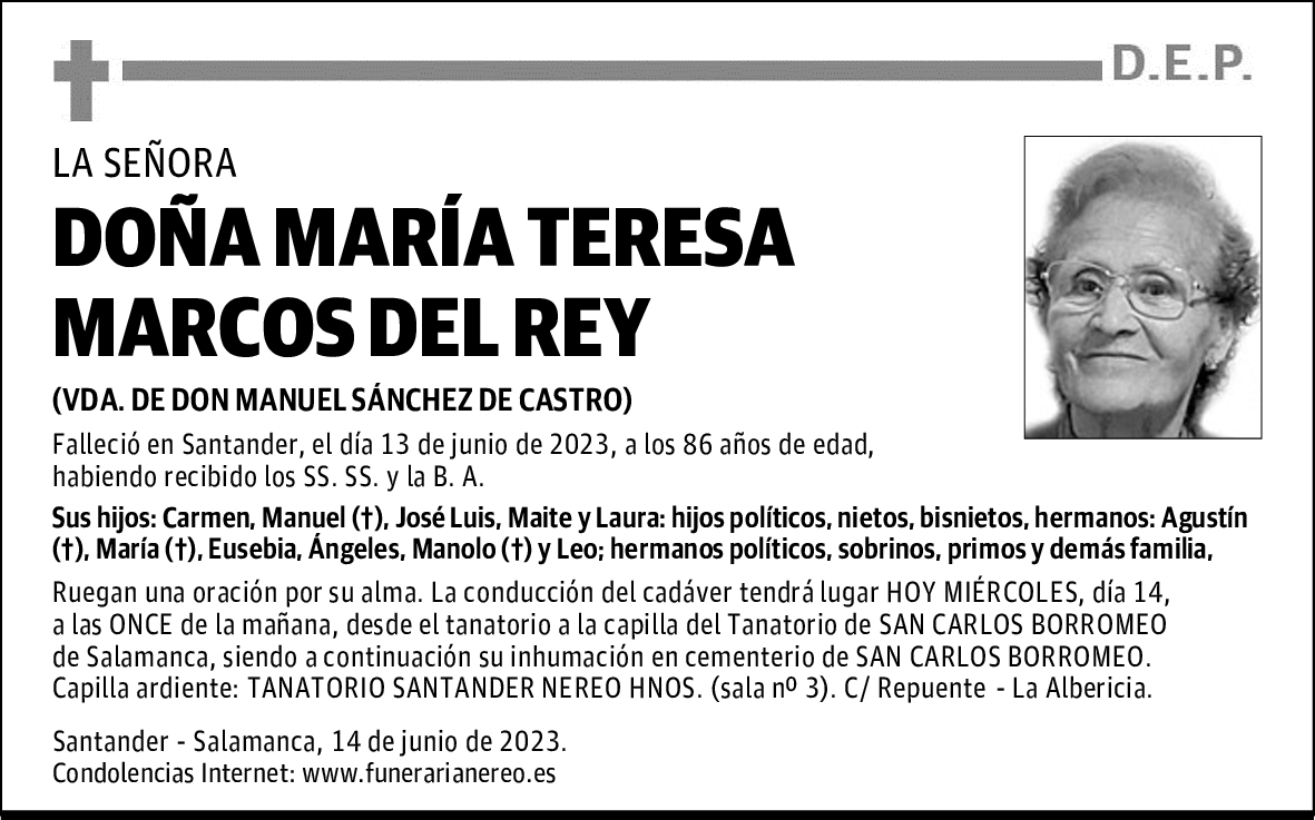 DOÑA MARÍA TERESA MARCOS DEL REY