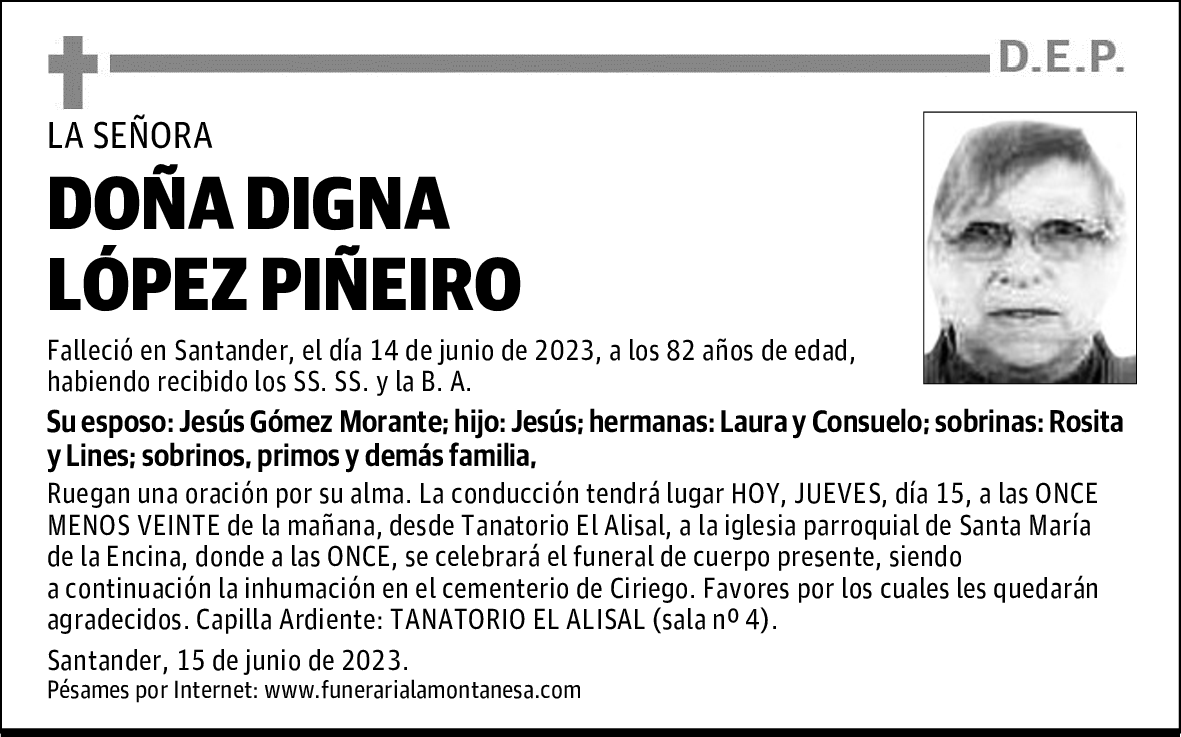 DOÑA DIGNA LÓPEZ PIÑEIRO