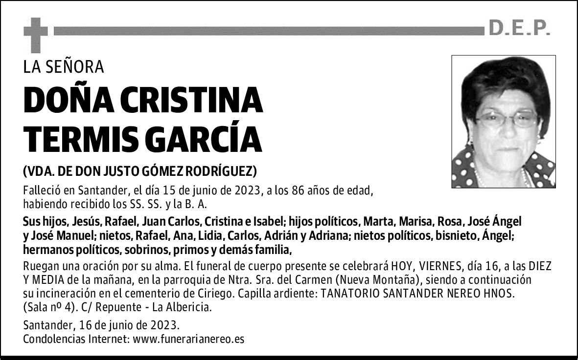 DOÑA CRISTINA TERMIS GARCÍA