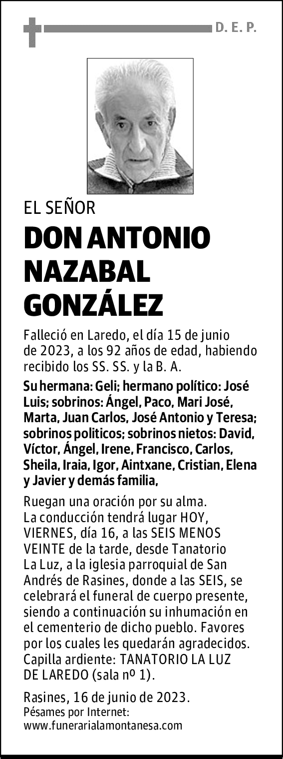 DON ANTONIO NAZABAL GONZÁLEZ