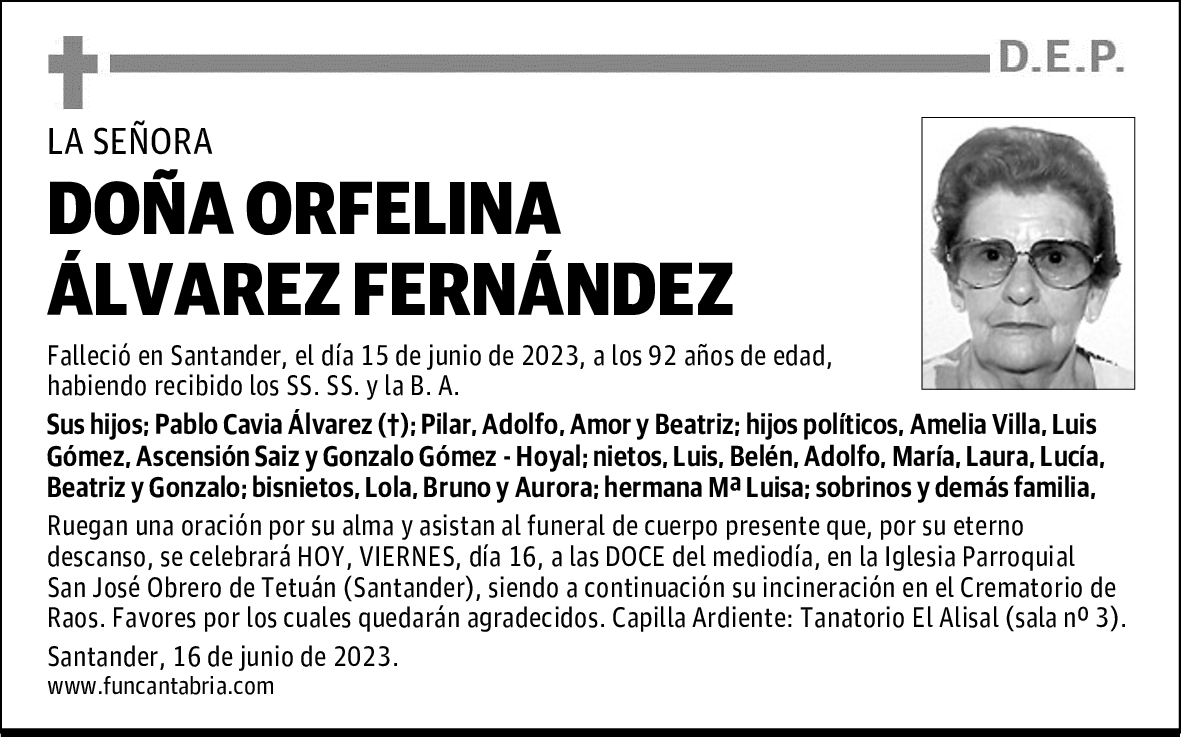 DOÑA ORFELINA ÁLVAREZ FERNÁNDEZ