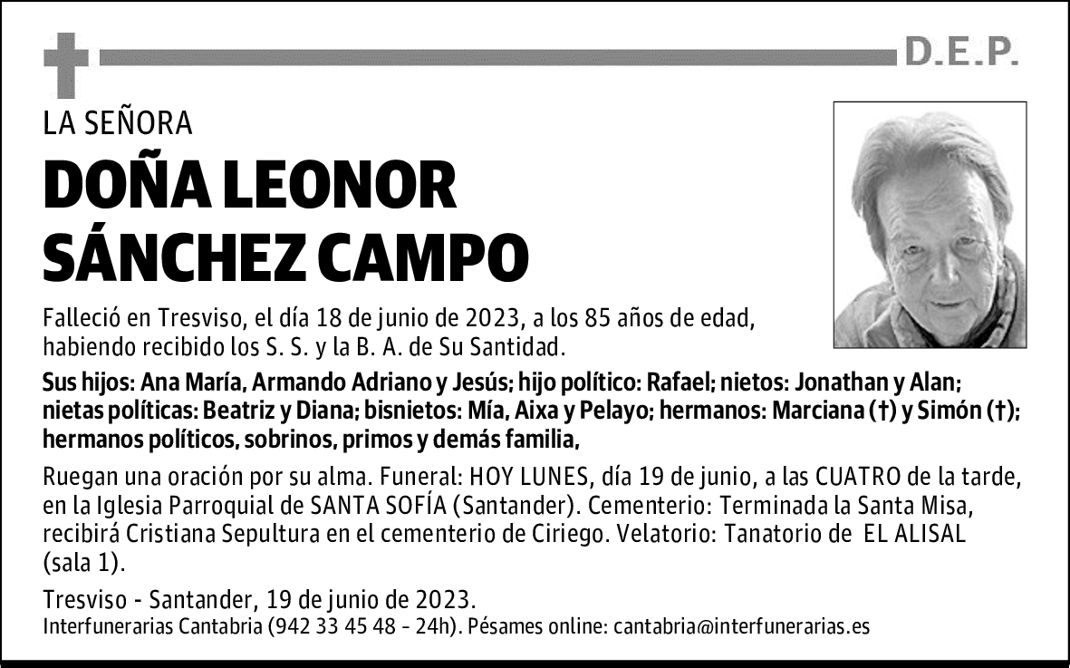 DOÑA LEONOR SÁNCHEZ CAMPO