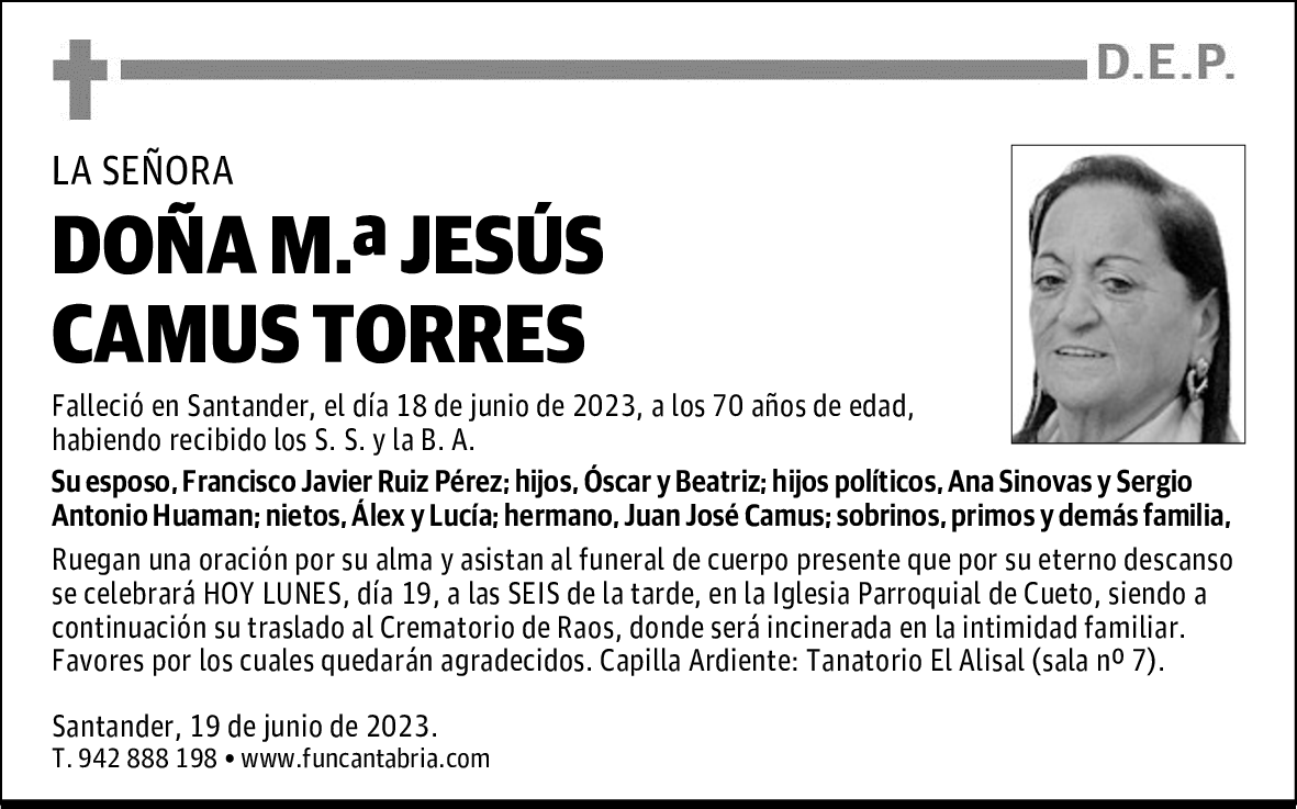DOÑA M.ª JESÚS CAMUS TORRES