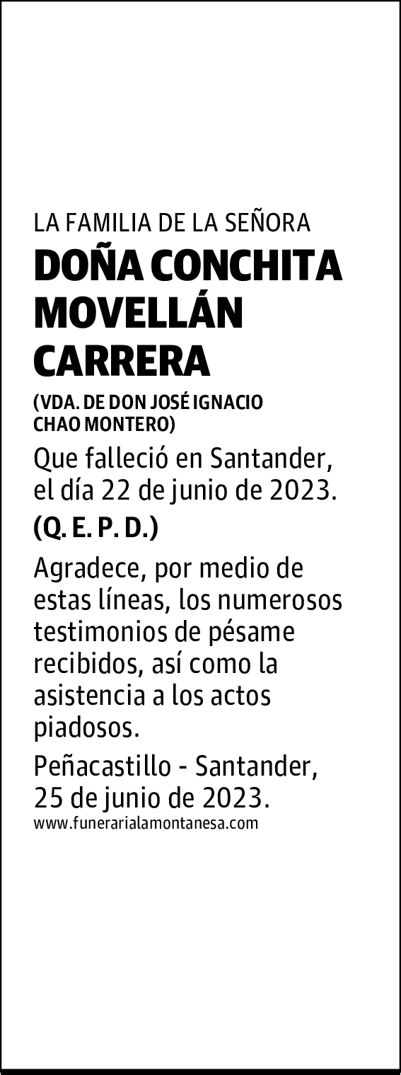 DOÑA CONCHITA MOVELLÁN CARRERA