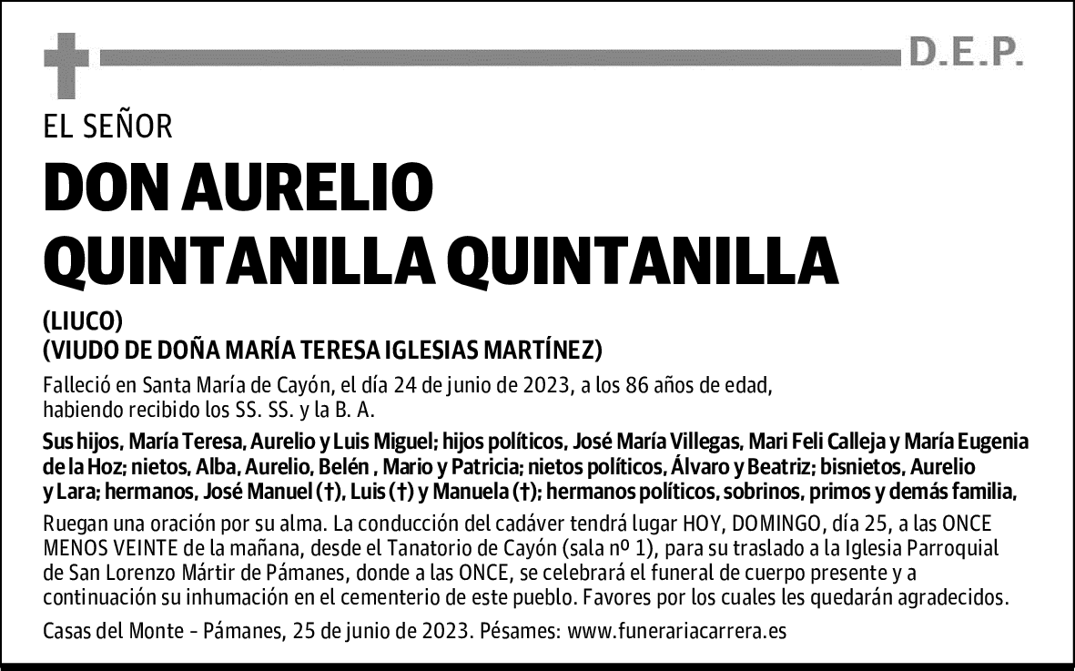 DON AURELIO QUINTANILLA QUINTANILLA