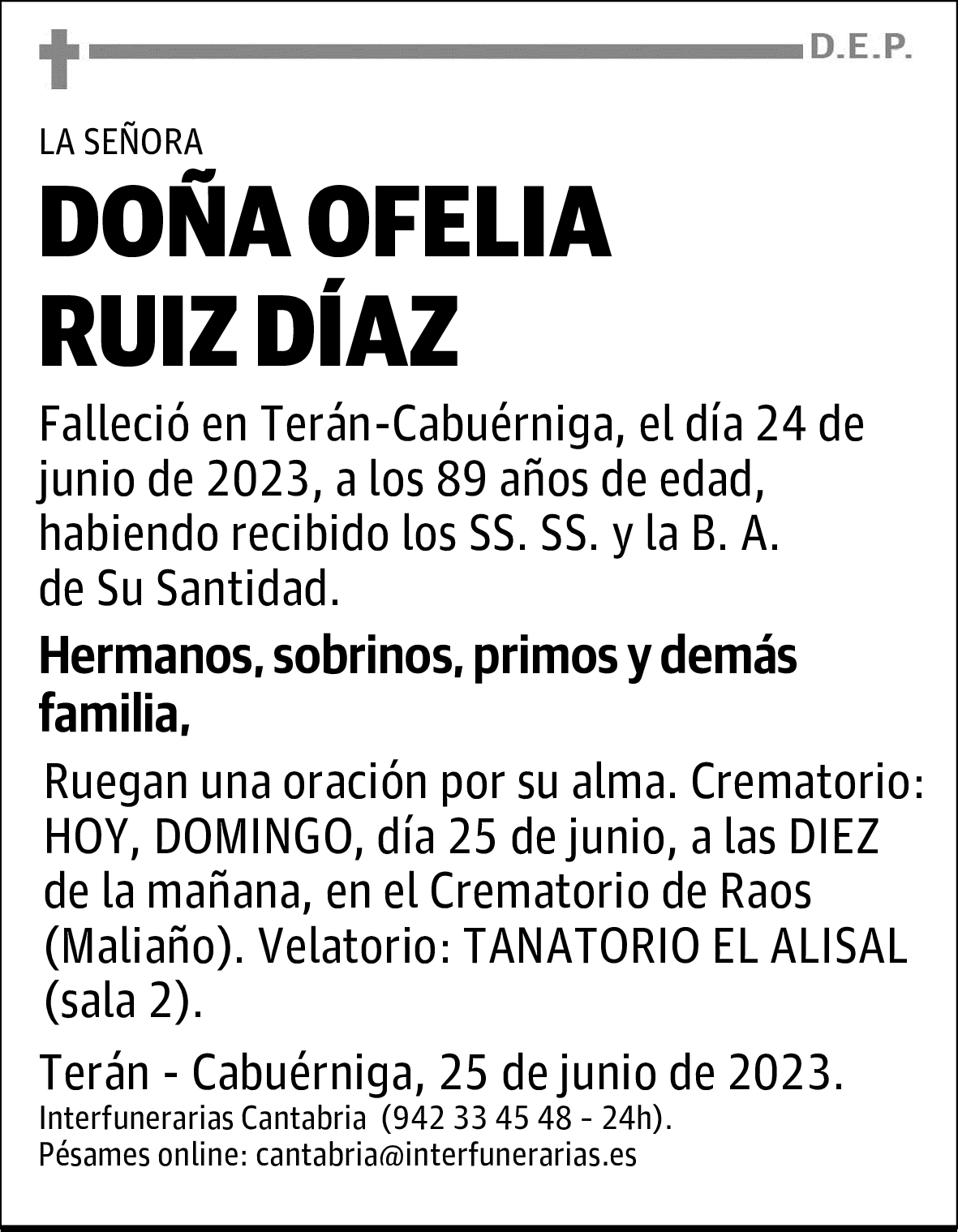 DOÑA OFELIA RUIZ DÍAZ