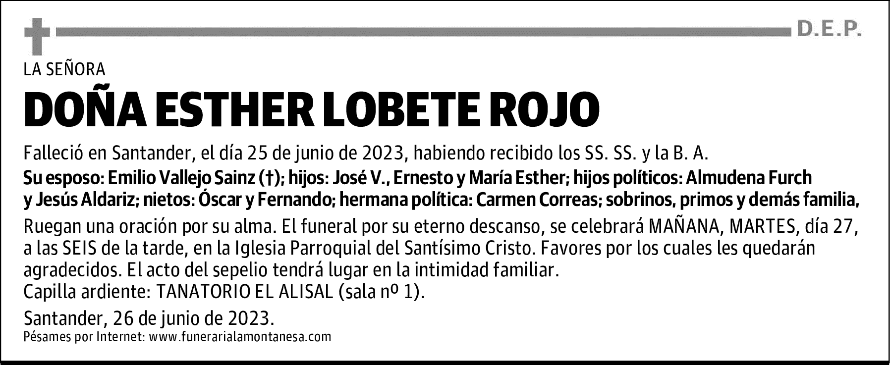 DOÑA ESTHER LOBETE ROJO