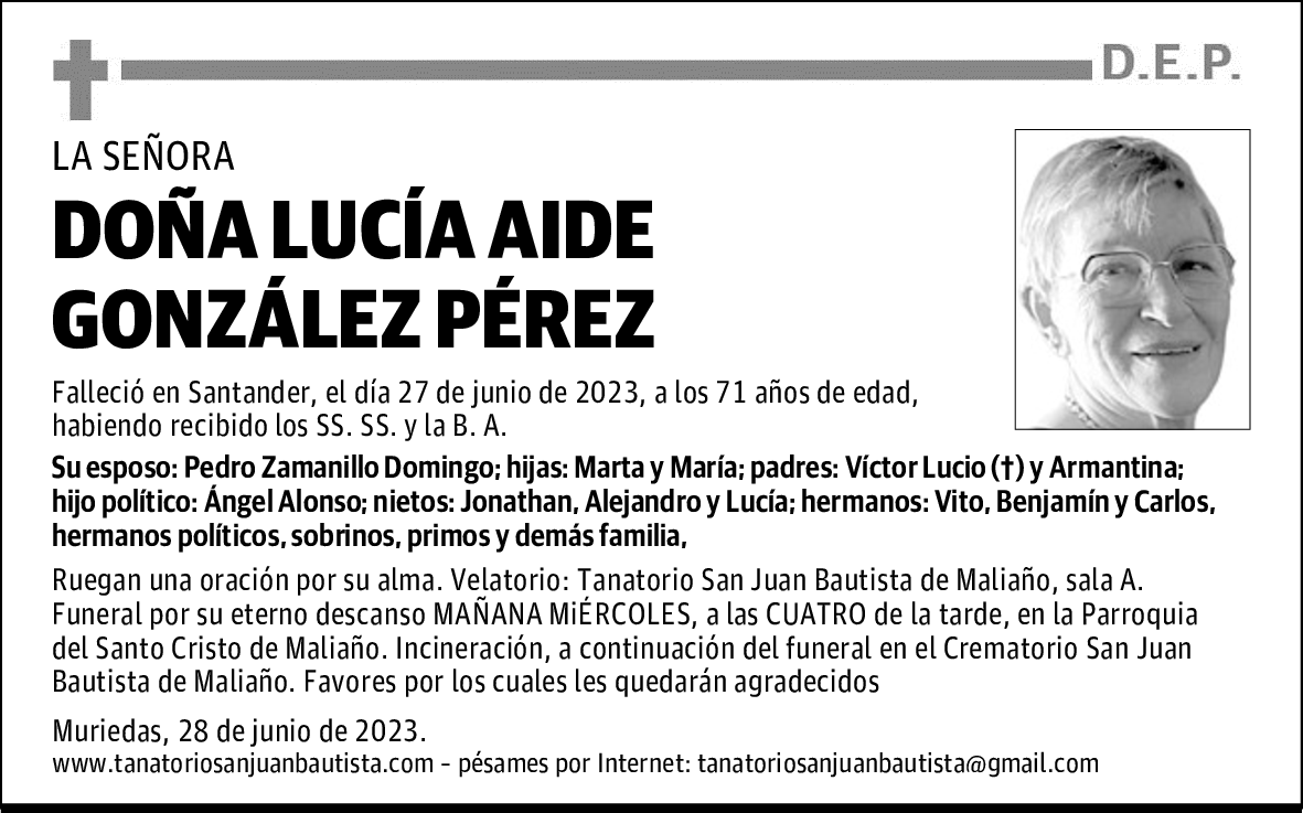 DOÑA LUCÍA AIDE GONZÁLEZ PÉREZ