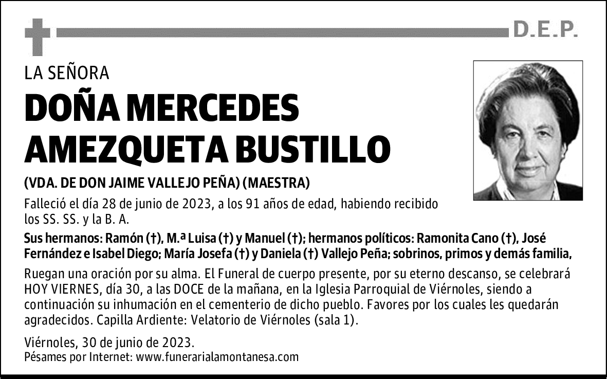 DOÑA MERCEDES AMEZQUETA BUSTILLO
