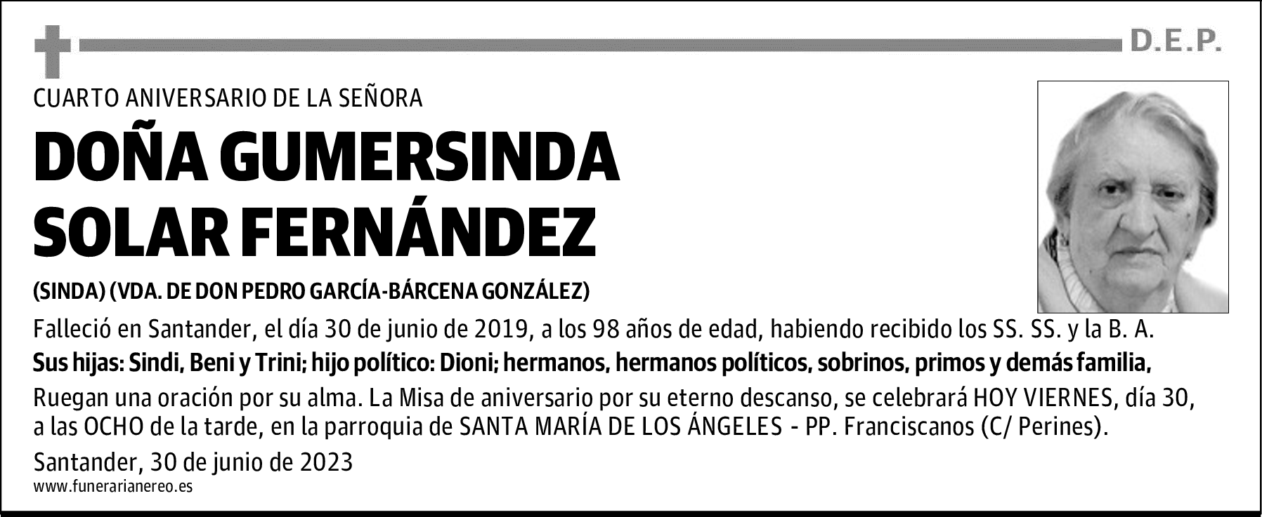 DOÑA GUMERSINDA SOLAR FERNÁNDEZ