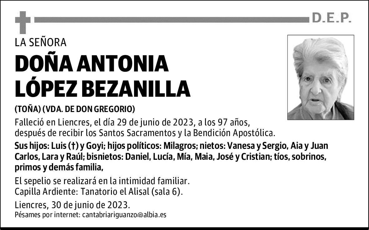 DOÑA ANTONIA LÓPEZ BEZANILLA
